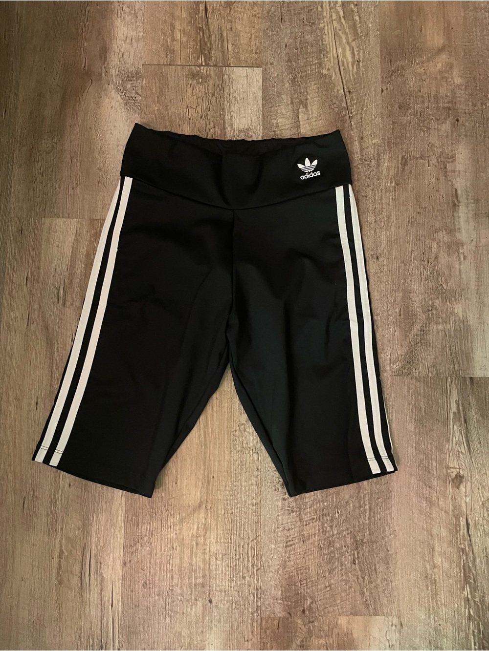 adidas Black Bike Shorts with White Triple Stripes